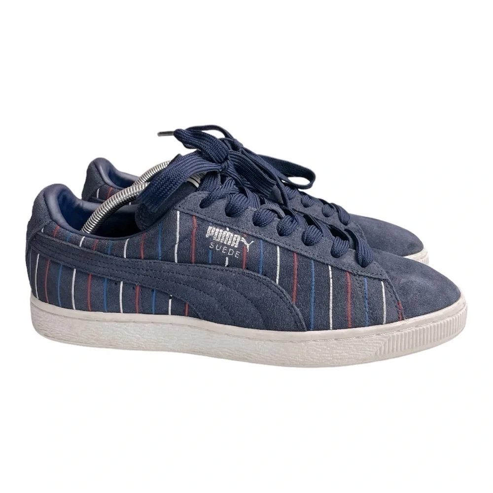Puma Blue Suede Red White Stripe 359404-01 Sneakers Size Men's 10.5